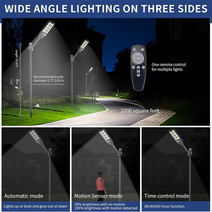 800W Solar Street <b>Light</b> <b>with</b> <b>Motion</b> <b>Sensor</b> IP67 Waterproof High Power Floodlight for Outdoor Street Yard Barn Lighting - Product Image 3