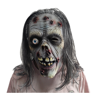 Nouveau masque et <span class=keywords><strong>perruque</strong></span> de zombie, ensemble de costume de cosplay de la mort ambulante, accessoires de <span class=keywords><strong>déguisement</strong></span> d'horreur pour Halloween, fabriqué en latex durable - Product Image 1