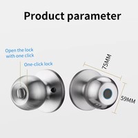 Glomarket vente en gros de serrure intelligente à bouton sphérique rond sans clé serrure de poignée de porte intelligente Tuya App Control serrure de porte intelligente à empreinte digitale