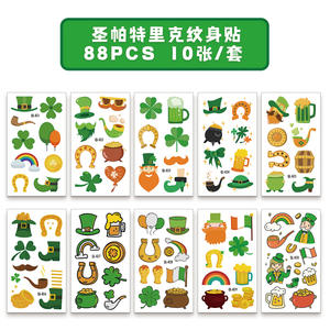 Hot St Patricks Day Shamrock <span class=keywords><strong>tatuaje</strong></span> temporal pegatina impermeable Saint Patricks Day Clover tatuajes arte maquillaje Deco - Product Image 5