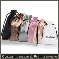 Sacs à cordon en satin personnalisables avec logo et taille sur mesure, pour cadeaux, emballage de produits de luxe, pochettes pliables à cordon, étuis à maquillage, chaussures