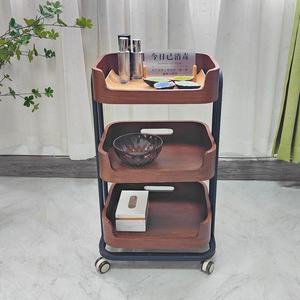 Carrito de Salón de Madera Maciza de Tres Niveles con Diseño Moderno 2025, Mueble Multifuncional Móvil para Herramientas de Peluquería para Salones de Belleza - Product Image 2
