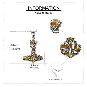 Collar con colgante de martillo <span class=keywords><strong>Thor</strong></span> de ojo de tigre chapado en rodio de Plata de Ley 925 - Product Image 4