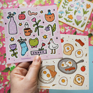 A5 A6 Impressão a Cores Completas Folha De Adesivo De Vinil Impermeável Logotipo Personalizado Coreano Kiss Cut White Vinyl PVC <span class=keywords><strong>Label</strong></span> Sticker Sheet - Product Image 2