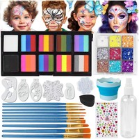 Kit complet de peinture faciale hydrosoluble en gros, logo personnalisé, non toxique, ensemble de peinture corporelle pour Halloween, approvisionnement en vrac