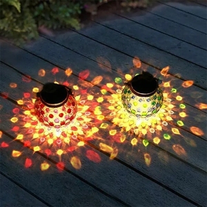 Solar Lantern Outdoor Hanging <b>Led</b> Mason Jar Light Waterproof Table Lamp Crack Glass Ball Garden Globe Light for Patio Party Xmas - Product Image 3
