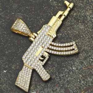 Collar con Colgante de Rifle AK47 Personalizado para Hombre, Chapado en Oro de 18K, Estilo Punk HIP HOP, Caja con Circonitas, Cuerda, Diseño Único y Personalizado - Product Image 6