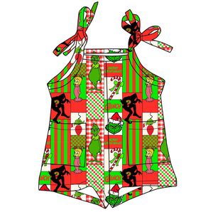 Combinaison-pull tricotée ajustable pour bébés filles, motif Noël, style justaucorps bulle, pour l'été - Product Image 6