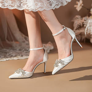 Zapatos de tacón de aguja plateados con pedrería para novias, elegantes y cómodos para uso prolongado, ideales para bodas y eventos sociales 2026 - Product Image 2