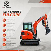 Mini-excavatrice FULCORE de 3,6 tonnes facile à utiliser avec moteur de translation de marque et performances stables pour les opérations agricoles
