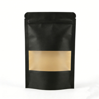 Nouvel Arrivage – Sachets Doypack Noirs Brillants 14x22 cm en Papier Kraft Refermables avec Fermeture Zip et Fenêtre Transparente