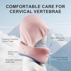 Almohada de cuello de viaje con capucha de espuma viscoelástica de seda helada 360 ° Cool Comfort Pack Away Hood - Product Image 5