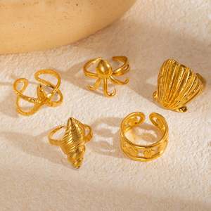 Design exagéré argent or bijoux bagues perle et cristal bague ensemble bagues de mode - Product Image 6