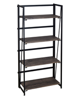 Étagère moderne, échelle, bibliothèque, rangement, étagère à 4 niveaux, aspect industriel, mobilier de salon, chambre à coucher, meuble mobile et pliable