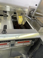 Freidora de gas de doble tanque de acero inoxidable 304 de alta resistencia para patatas fritas, para cocina de restaurante de comida rápida comercial, tipo Henny Penny