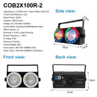 Promotion : Projecteur LED Blinder C0B 2*100W R-2 Blanc Froid + Blanc Chaud + 2*36*0.5W RGB 3-en-1 DMX512 pour Scène, DJ, Club, Fête