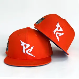Custom 6 Panel 3D Embroidery Flat Brim Fitted Caps Fitted Hats