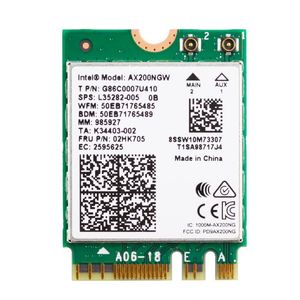 การ์ดอะแดปเตอร์ไวไฟไร้สาย <span class=keywords><strong>Intel</strong></span> Wifi <span class=keywords><strong>6</strong></span> AX200NGW M.2 ความเร็ว 3000Mbps แบบดูอัลแบนด์ 802.11ax สำหรับ <span class=keywords><strong>Intel</strong></span> <span class=keywords><strong>AX200</strong></span> พร้อมบลูทูธ 5.0 - Product Image 1