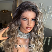 Peluca de Cabello Humano con Frente de Encaje HD 13x6, Color Rubio Ceniza, Ondulado, para Mujeres Blancas, Pre-Desplumada, Línea de Cabello Natural, Sin Pegamento
