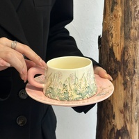 Ensemble de tasses et assiettes à café vintage de luxe léger, motif fleur carillon éolien, haute esthétique, avec boîte cadeau portable, nouveau, pour thé de l'après-midi et anniversaire