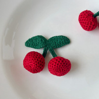 Crochets de tissage à motifs floraux, accessoires capillaires 3D tendance, patchs de couture en tissu de laine faits main cerise