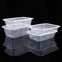Boîtes à lunch jetables en PP de qualité alimentaire biodégradable de 500 ml, 650 ml, 750 ml, 1000 ml avec couvercles, compatibles micro-ondes et recyclables