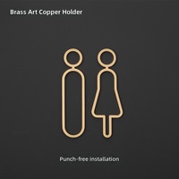Plaque WC nordique en laiton de 15 cm, signalétique minimaliste homme/femme pour hôtel, gîte et villa