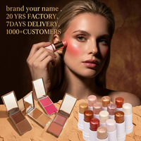 Palette de fard à joues OEM ODM, étiquette personnalisée, haute pigmentation, poudre pressée et crème de blush 2 en 1, palette de blush imperméable