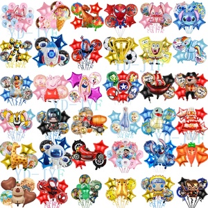 Lot de ballons en aluminium à hélium sur le thème des personnages de dessins animés, films d'animation, Stitch et Spiderman, pour la décoration de fêtes - Product Image 1