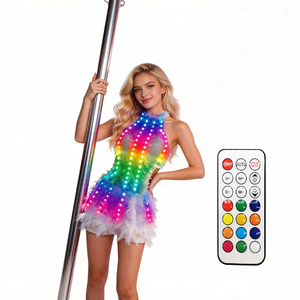 <span class=keywords><strong>Abito</strong></span> Bianco da Festa Sexy con LED, Costume <span class=keywords><strong>per</strong></span> Night Club, Vestito <span class=keywords><strong>per</strong></span> Performance di Danza - Product Image 1