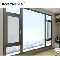 Fenêtres à battants Rogenilan 2 en 1, profil en aluminium AS2047 pour la maison, fenêtre en aluminium à double vitrage avec moustiquaire métallique