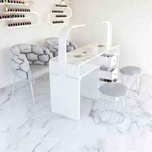 Juego de Mesa y Silla para Manicura, Estructura de Acero al Carbono, Superficie de Mármol, Muebles Multifuncionales para Salón - Product Image 3