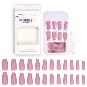 24 faux ongles cercueil français pré-peints en ABS, prêts à poser, à pression rapide, réutilisables, durables, couvrance totale - Product Image 1
