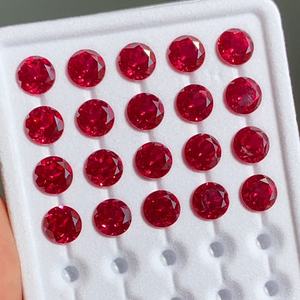 ラボグロウンルビー原石 5mm-20mm ラウンドブリリアントカット ルビー 本物の宝石販売 ジュエリー製作用宝石ビーズ - Product Image 1