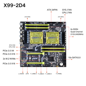 PANDL NUEVO X99-2D4 E-ATX 8X DDR4 ECC RAM Placa Base con Combo de Doble CPU Intel <span class=keywords><strong>Xeon</strong></span> <span class=keywords><strong>E5</strong></span> 2699 V3 X99 Kit <span class=keywords><strong>Xeon</strong></span> X99 - Product Image 4