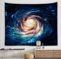 Tapiz de Arte Bohemio Galaxy con Patrón de Retrato, Tapiz de Pared de Poliéster Ecológico para Decoración de Dormitorio y Sala de Estar