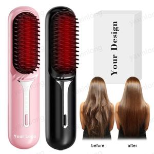0728 3000mah Anti-scald Adjustable Temperature Portable Straightening Brush Rechargeable Cordless Hair Straightener - Product Image 4