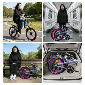 Bicicleta plegable de 20 pulgadas, bicicleta ligera para ir al trabajo con asiento para niños, bicicleta con equipamiento para hombres y mujeres - Product Image 1