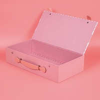 Boîte cadeau pliante en carton rigide haut de gamme avec fermeture magnétique et poignée, impression personnalisée