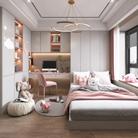 Ensemble de meubles de chambre d'enfant intégré : lit en bois sur mesure, armoire, bureau intégré, armoire murale de rangement pour chambre d'enfant
