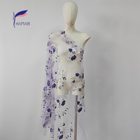 Tissu en maille de nylon à motif floral de luxe paillettes violettes Tubes blancs Design glamour pour vêtements de mariée/danse pour mariages