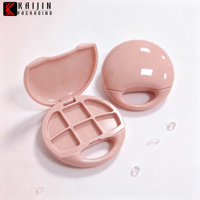 Boîte d'emballage cosmétique compacte en forme de sac couleur nude, boîte à poudre carrée 6 compartiments avec pendentif rose, emballage échantillon