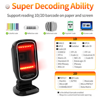 Lecteur de codes-barres 1D 2D Xincode, scanner de codes-barres de bureau, filaire USB, omnidirectionnel, lecture de codes QR pour les magasins, la restauration, les paiements, GT-9207G