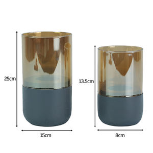 Glass Candle <strong>Holders</strong> <strong>Light</strong> Orange Glass Resin Base Wedding Table Centerpieces Pillar <strong>Tea</strong> <strong>Light</strong> <strong>Holders</strong> - Product Image 2