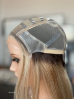 Perruque médicale SHY en cheveux humains de qualité supérieure, taille de bonnet personnalisée, perruque médicale en PU à dentelle complète, couleur brun clair, sur mesure