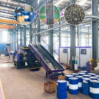 Ligne de recyclage de grande capacité pour déchets dangereux, déchiqueteuse de fûts métalliques et de bidons d'huile, concasseur à marteaux, machine de lavage