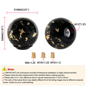 Racing vàng giả mạo sợi carbon Gear Shift <span class=keywords><strong>Knob</strong></span> Hướng dẫn sử dụng Shifter LEVER <span class=keywords><strong>Knob</strong></span> Vòng bóng hình dạng xử lý <span class=keywords><strong>Knob</strong></span> với bộ chuyển đổi - Product Image 6