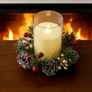 Corona Navideña Artificial de Plástico con Bayas Rojas, Decoración para Fiestas Navideñas - Product Image 5