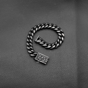 Pulsera yunnique Retro de acero y titanio negro con hebilla de calavera, joyería unisex, diseño geométrico de esqueleto, color Rich Man - Product Image 2
