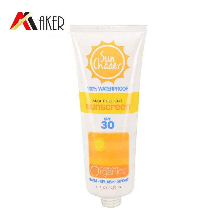 2019 el más nuevo redonda de 200ml de Plástico LDPE suave cosmético protector solar crema tubo de embalaje con tapa flip top